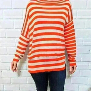 Ischiko Orange/Oatmeal Asymmetric Tunic Sweater